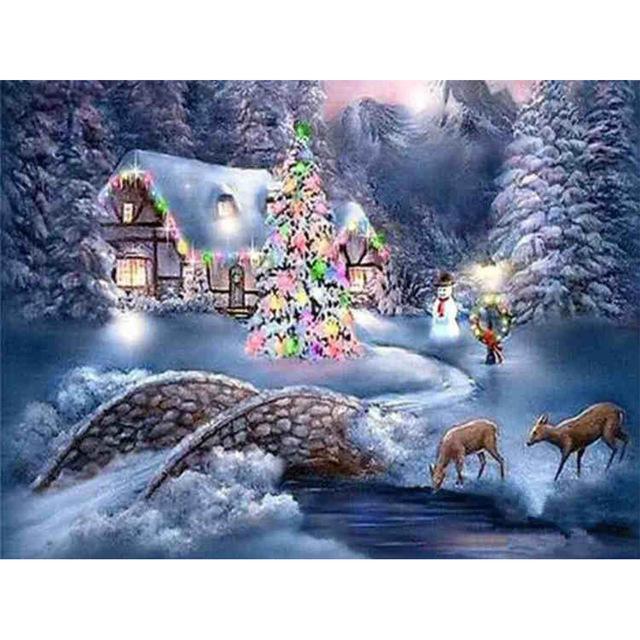 5D DIY алмазная живопись Зимний снежный пейзаж полный квадратный алмаз ремесло украшение дома подарок набор для вышивки крестом мозаичный узор