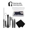 7Pcs/Set Hearing Aid Cleaner Kits Hearing Aid Cleaning Tool Cleaning Brushes Dry Wipe Anti-Static Cloth Dust Transparent Box