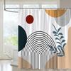 Abstract Mid Century Shower Curtain Arch Sun Moon Minimalist Geometric Curve Stripes Fabric Christmas Landscape Bth Curtain Hook