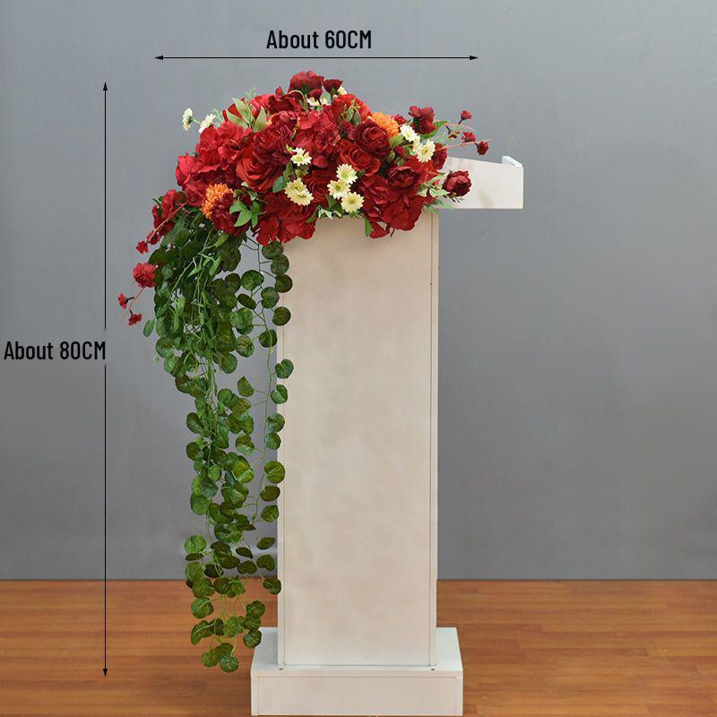 Luxury Business Podium Stand with Artificial Flower Decoration: Perfect for Speeches or Kindergarten Events