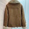 New Autumn/Winter Shearling Collar Velvet-Lined Leather Jacket