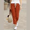 Новые однотонные свободные повседневные брюки-джоггеры с эластичной резинкой на талии для женщин, зауженные брюки-капри с завязками и карманами