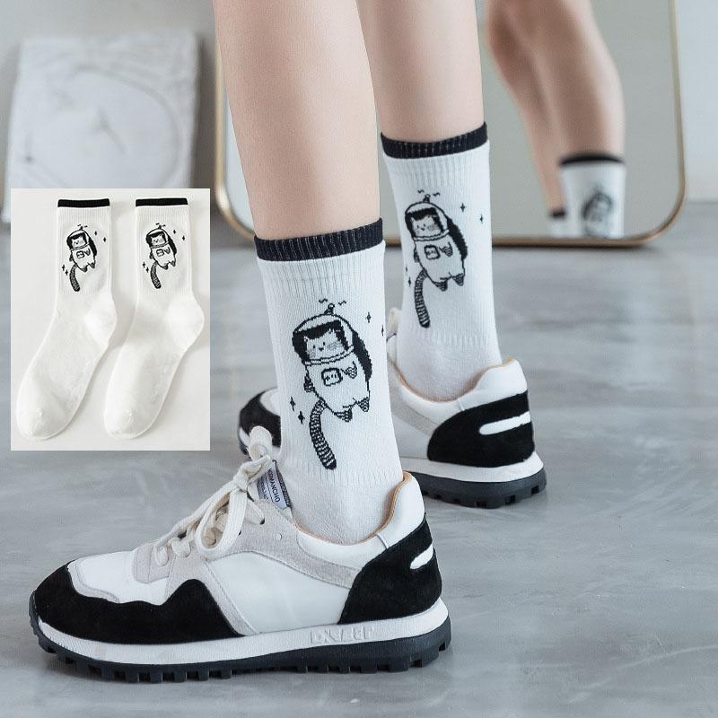 Lolita Skateboard Cotton Socks Women Cute Pattern Hip Hop Crew JK Socks Funny Novelty White Socks Cool Harajuku Designer Socks