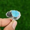 Натуральная аризонская бирюза, цветок, эффектное этническое кольцо, ювелирное изделие из стерлингового серебра