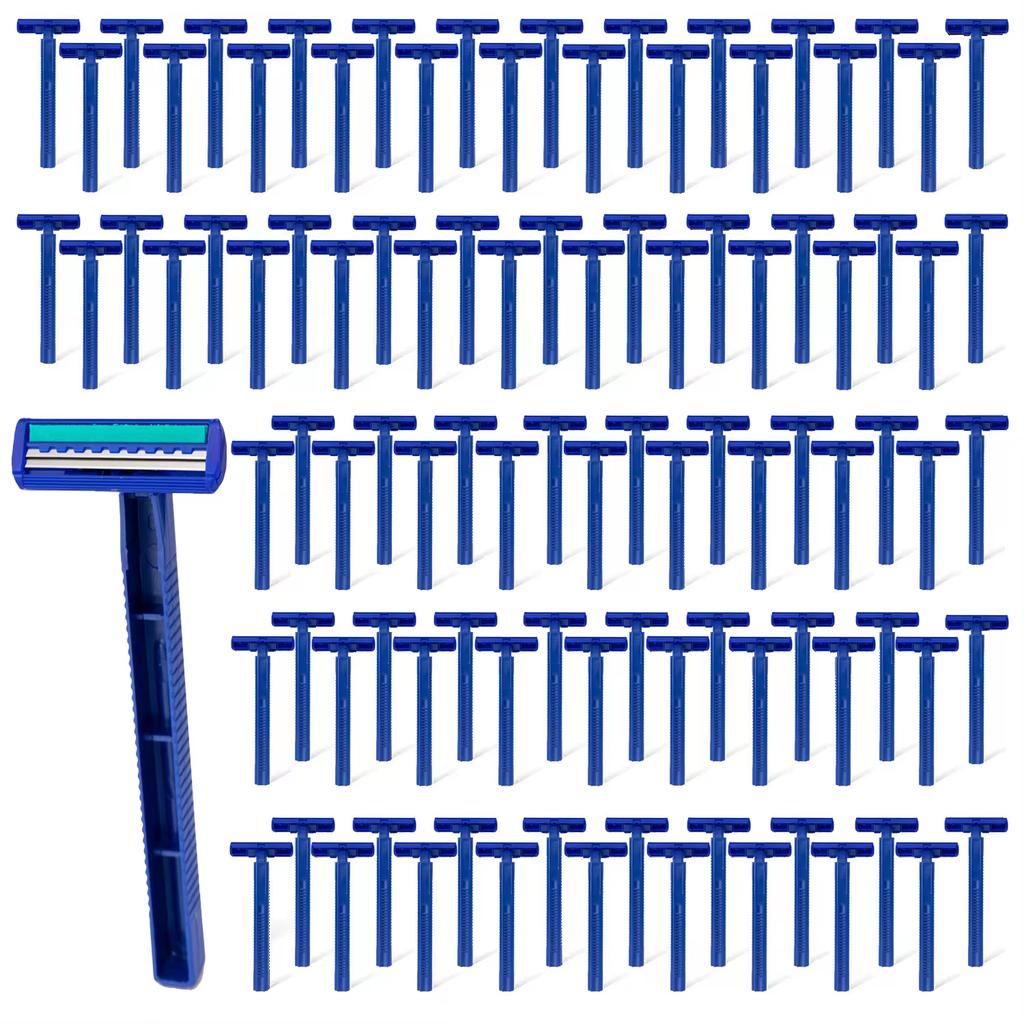 100 шт. одноразовых лезвий из нержавеющей стали для бритвы, высококачественные бритвы с двумя лезвиями для мужчин и женщин