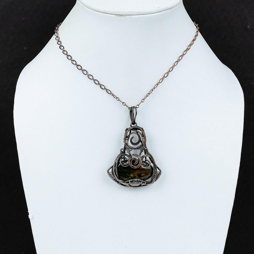 Подвеска из кровавого камня, подвеска из медной проволоки, подвеска ручной работы, ювелирные изделия из кровавого камня, подвеска из настоящего драгоценного камня, подарок на помолвку, ювелирные изделия из медной проволоки