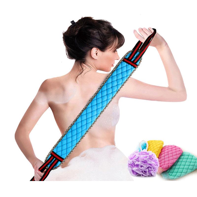 Fashion Strap Colorful Bath Back Strap Sponge Scrub Exfoliating Back Body Scrubber Massager