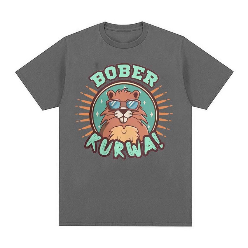 Забавная футболка с графическим принтом Bober Kurwa, мужская повседневная модная футболка с коротким рукавом, летние футболки унисекс, большие футболки из 100% хлопка