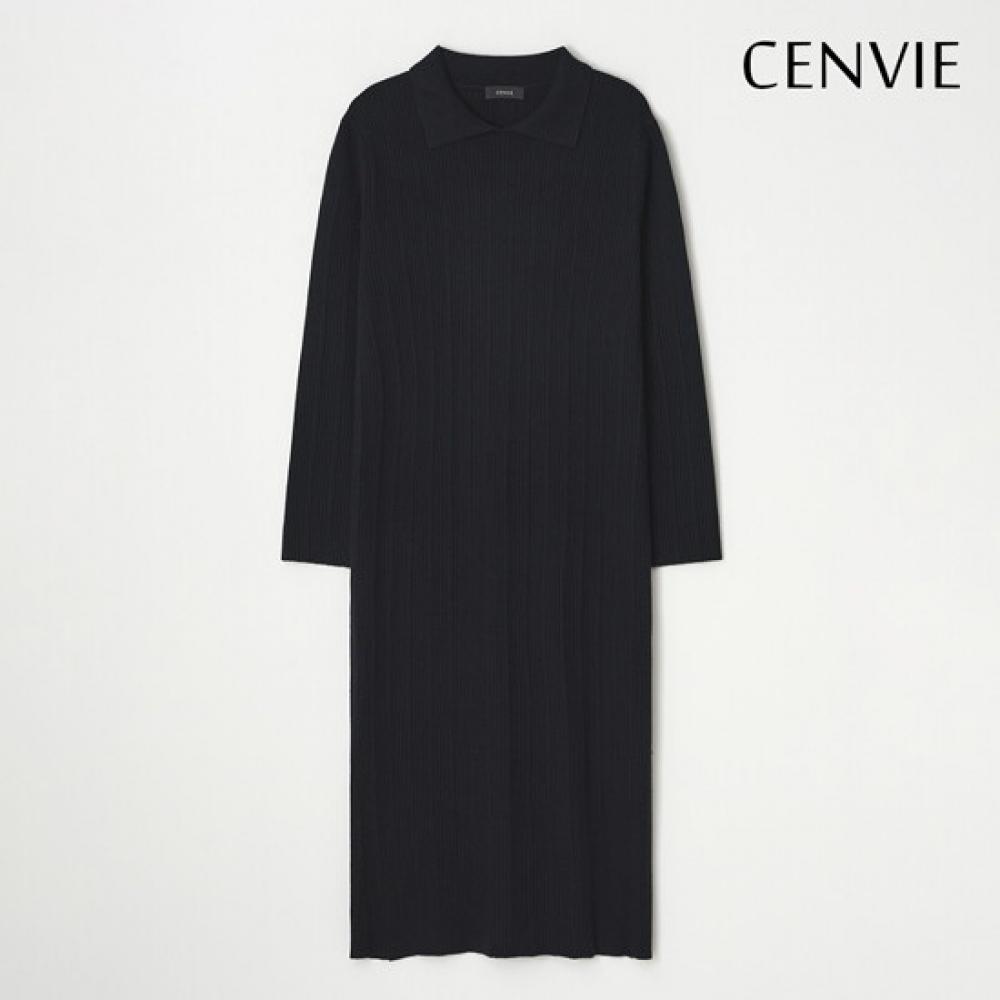 Senbi Knit Dress With Uneven Rib Collar