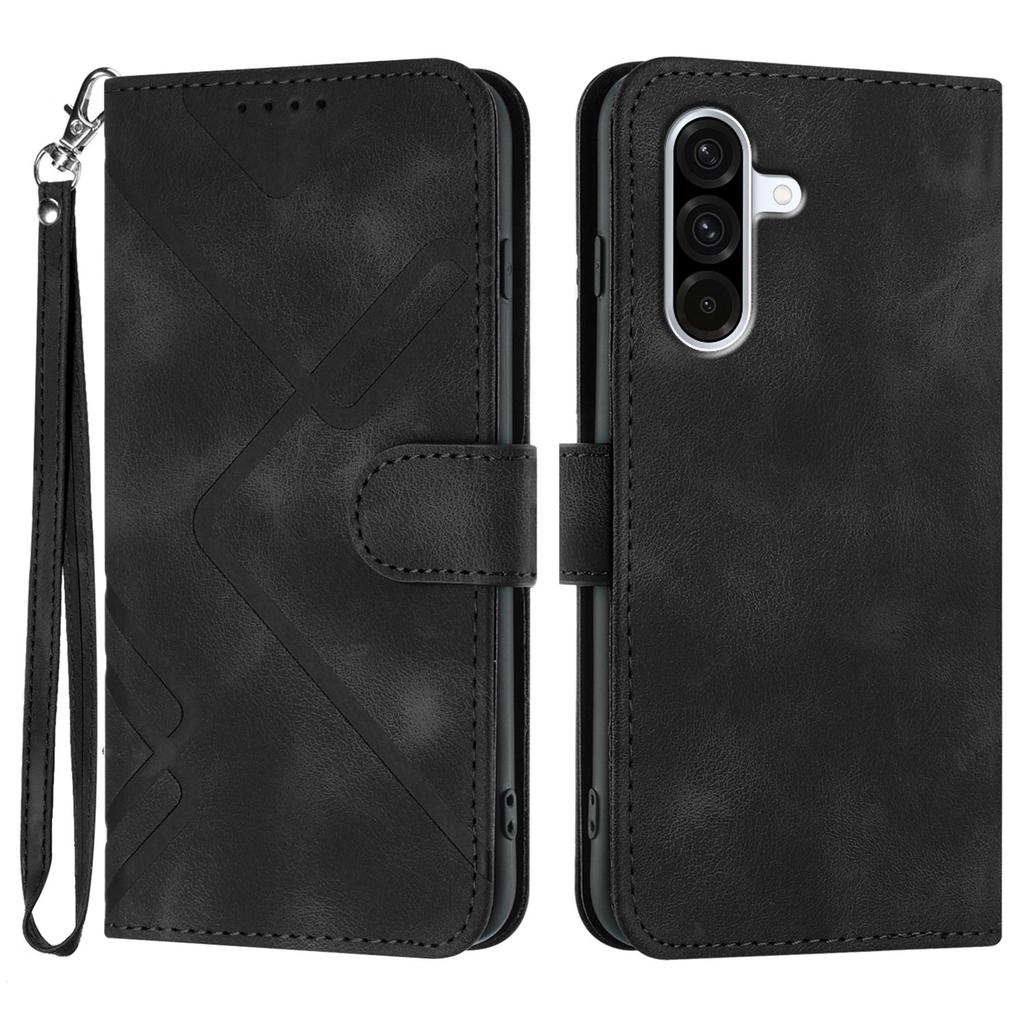 For Samsung Galaxy A36 5G Wallet Case Line Imprinted PU Leather Phone Cover with Strap