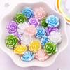 40Pcs Mixed 15mm Resin Cute Pearl Rose Flatback Flower Stone Gem Scrapbook Wedding Ornaments Appliques DIY Earrings Art Accessories Crafts