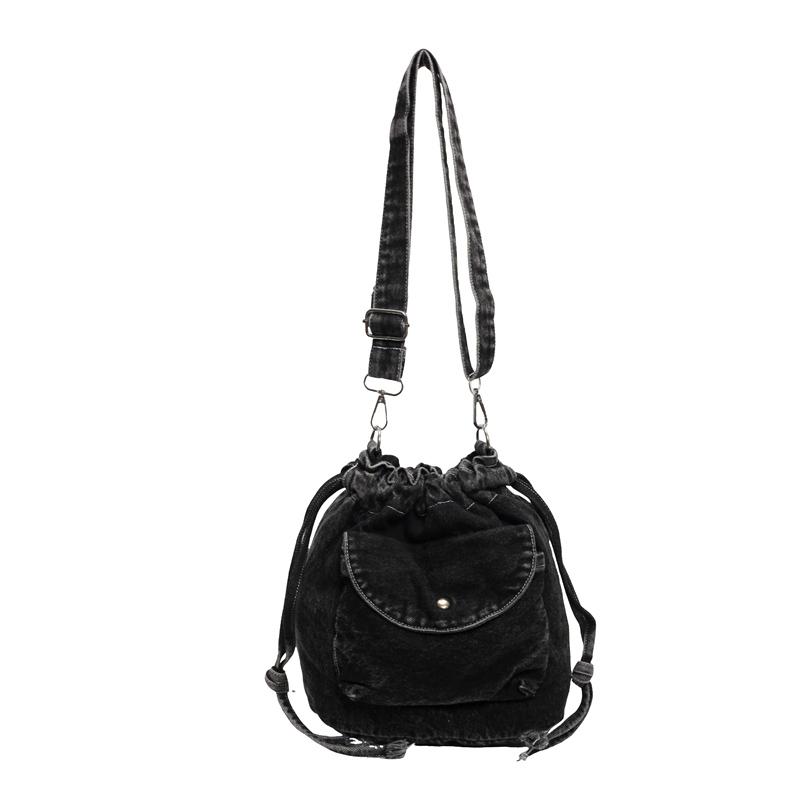 Плиссированная сумка-ведро Женская джинсовая сумка Маленькая сумка через плечо Сумка через плечо