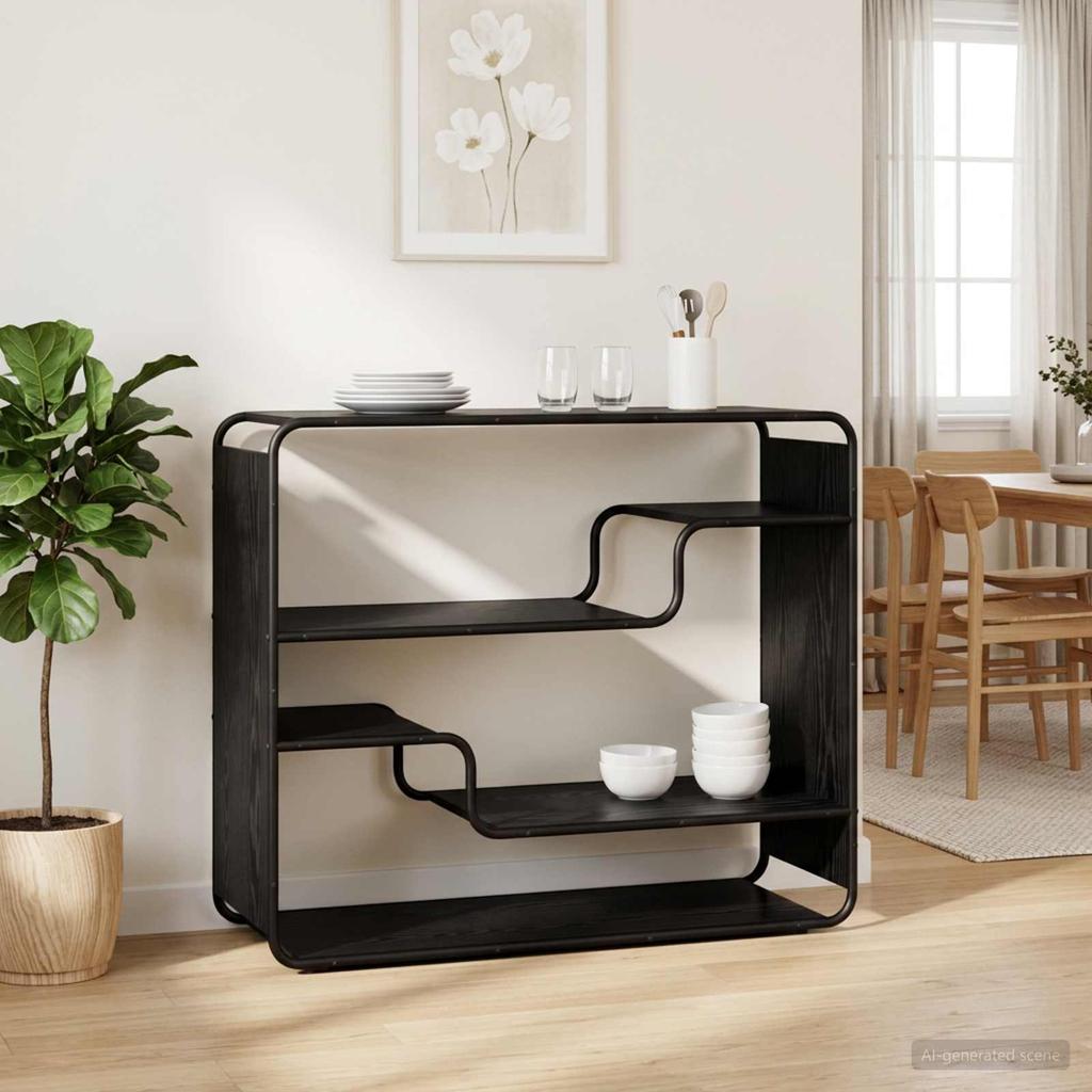 Sideboard Black Oak Finish 98 x 37.5 x 75.5 cm