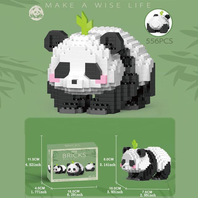 Mini Cute Creative Panda Micro Building Blocks 3D Diamond Model Animals Bricks DIY City Construction Toys for Children Kids Gift