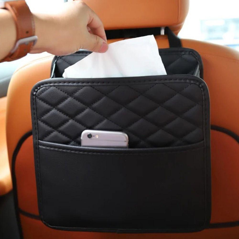Multifunctional Car Backseat Storage Bag Adjustable Vehicle Leather Storage Bag Automobile