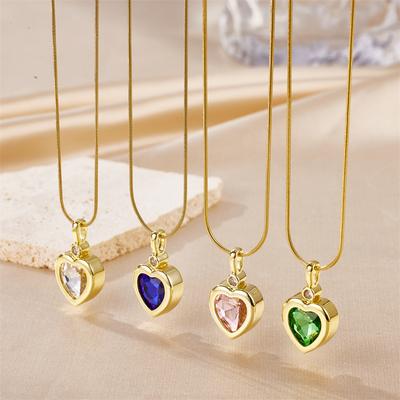 Ожерелье Love Zircon для женщин из нержавеющей стали, цепочка для ключей, кулон в форме сердца, ювелирные аксессуары