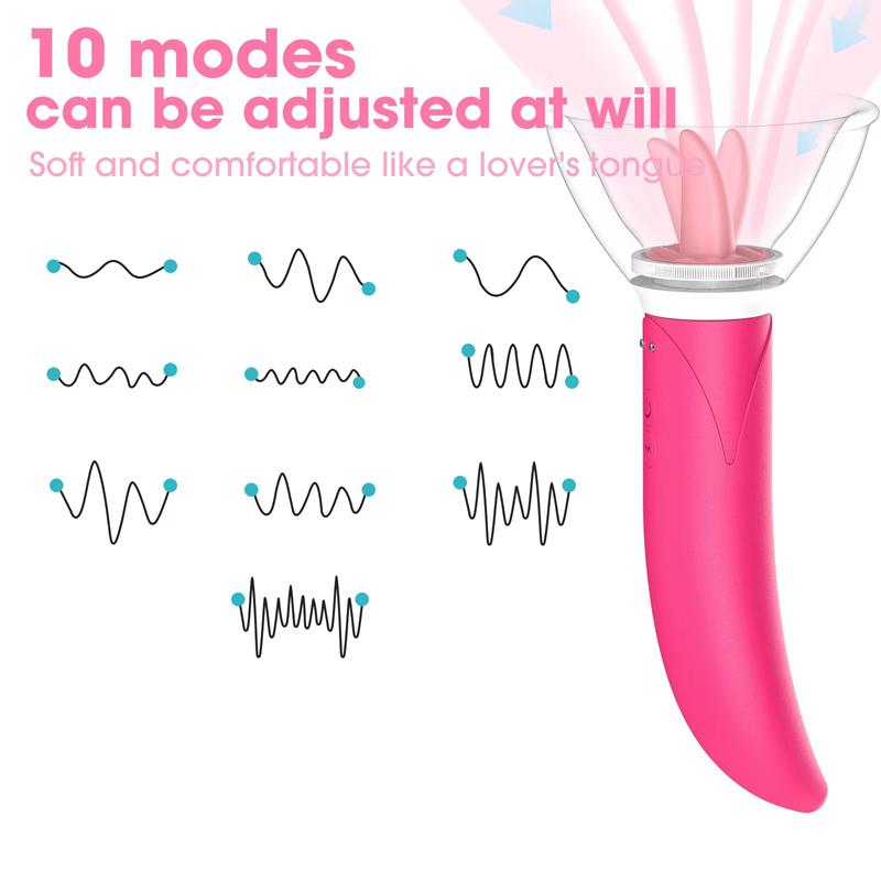 Tongue Licking Vibrator 10 Modes Powerful Stimulator Nipples Clit Massager Oral Teasing Orgasm Masturbator Sex Toys For Women