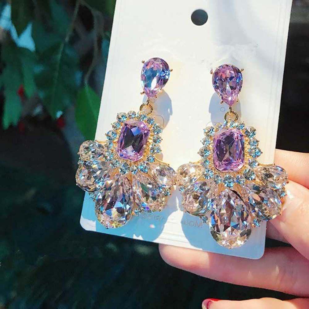 For Women Pendant Crystal Purple Rhinestone Dangle Earrings Drop Earrings Jewelry Stud Earrings