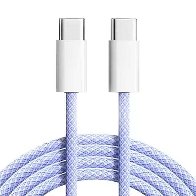 60W PD USB C Fast Charging Cable for iPhone 15 16 Pro Max 15 16 Plus Samsung Huawei Xiaomi Redmi Type C To Type C Braided Cable