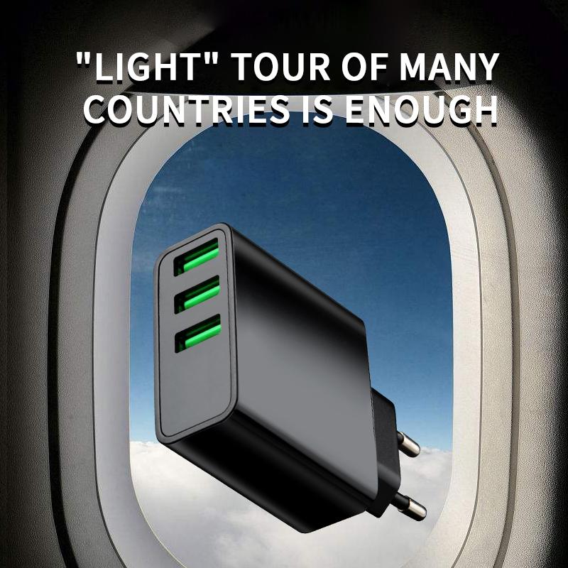 Зарядное устройство USB 45 Вт со светодиодным цифровым дисплеем, зарядное устройство для телефона, 3 порта, быстрая зарядка для iPhone, Samsung, Xiaomi, вилка ЕС, настенное зарядное устройство