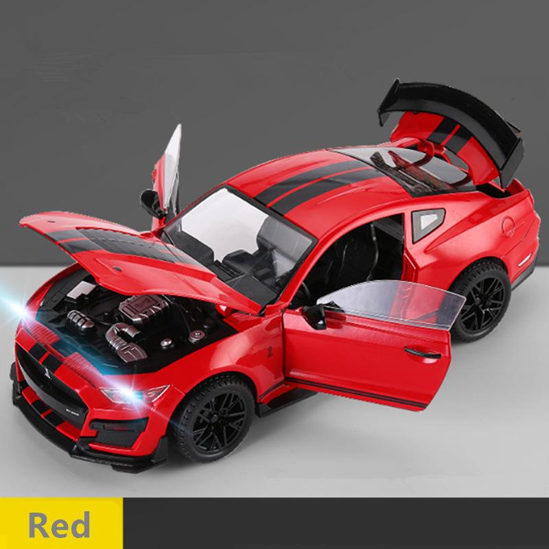 Большой размер 1/18 Ford Mustang Shelby GT500 Металлический сплав Модель Спортивного Автомобиля Литые Металлические Модели Гоночных Автомобилей Игрушки со Звуком и Светом Подарки