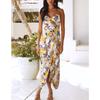 Летнее модное шифоновое винтажное платье, женское длинное платье без рукавов с цветочным принтом, сексуальные бандажные платья с открытой спиной 24999