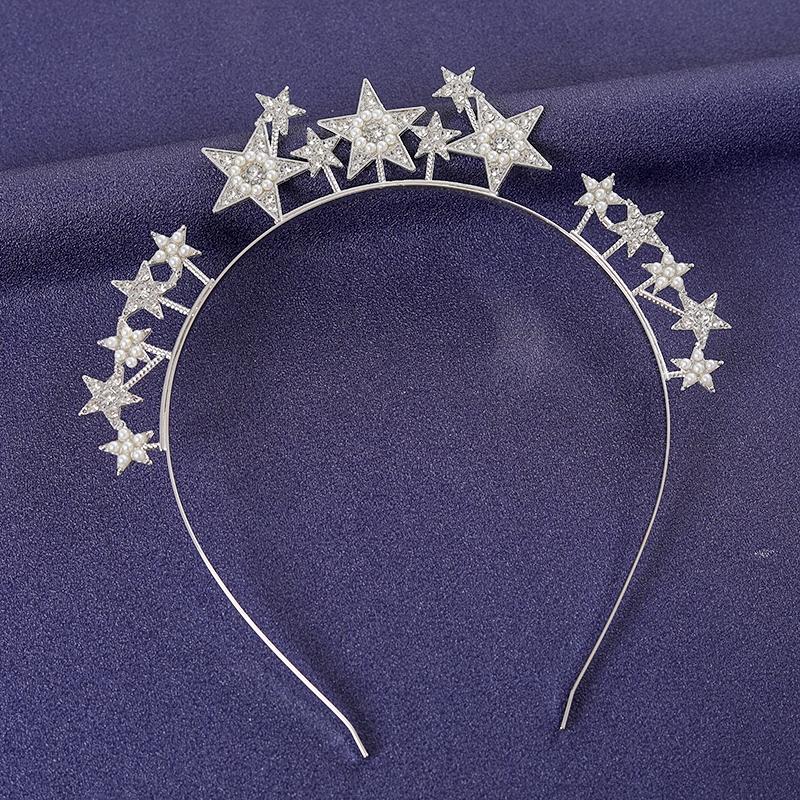 Серебристый цвет Кристальная повязка для волос для женщин Выпускной Жемчуг Стразы Ободок Свадебные аксессуары для волос Ювелирные изделия Ободок Тиары
