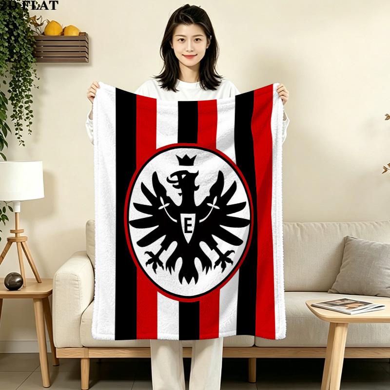 1PC Frankfurt Football Patterned Flannel Blanket Suitable For All Seasons For Home Decor Warmth And Comfort Gifts Holiday Present