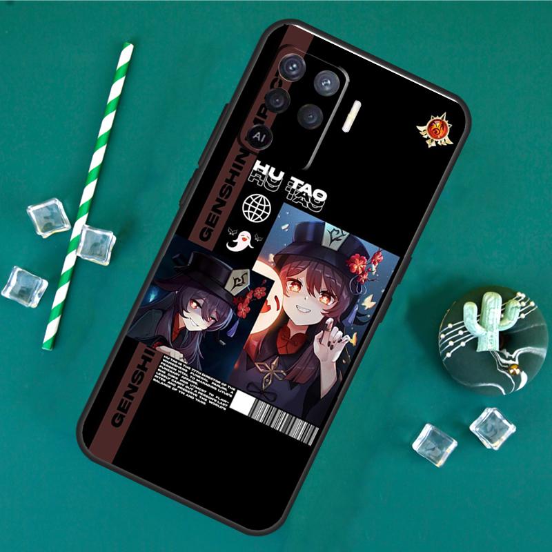 Чехол для телефона Genshin Impact Ху Тао Для Oppo A18 A38 A58 A78 A98 A40 A60 A80 A91 A15 A17 A74 A94 A54 A57S A16 A76 A96