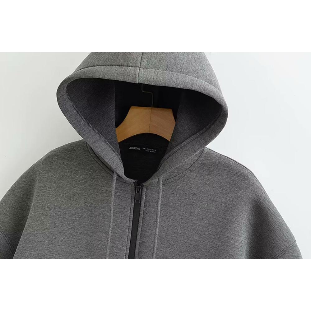 202 European and American Winter Retro Sweater Zipper Sweatshirt Fashion Long Sleeve Street Parka Women Outside