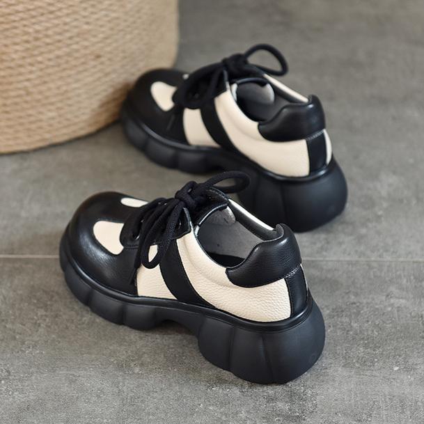 Johnature Женская обувь из натуральной кожи в стиле ретро на толстой подошве, туфли-лодочки с круглым носком на шнуровке, разноцветные туфли на платформе