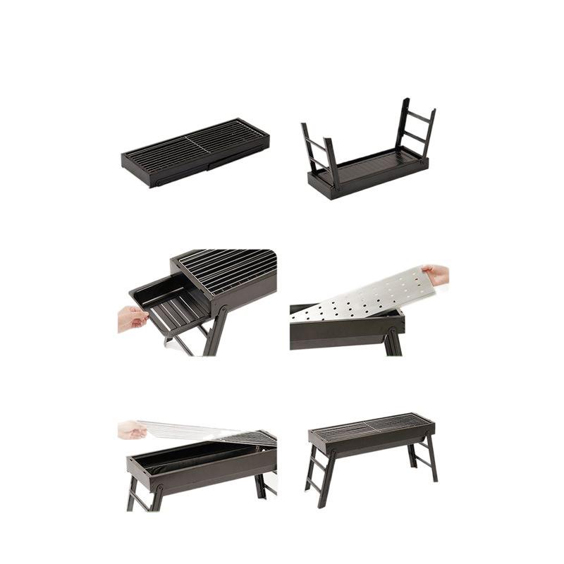 Portable Outdoor BBQ Grill for Skewers & Roast - Folding Camping Set with Charcoal