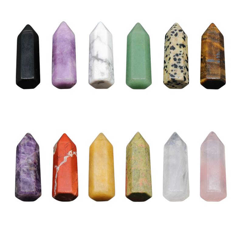 1 шт. Рейки Энергия Исцеления Кристалл Точка Орнамент Украшение, Натуральный Камень Резная Шестиугольная Призма Драгоценный Камень Домашний Декор Ювелирные Изделия Мелкая Мебель Ремесло