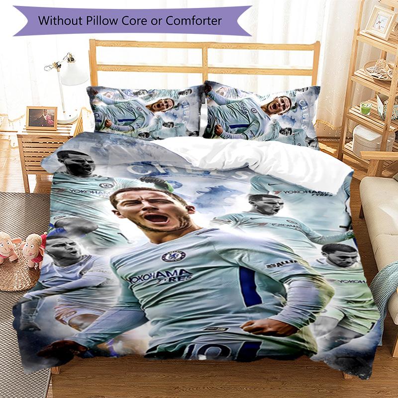 3pcs Chelsea FC logo pattern bedding set duvet cover set includes duvet cover &pillowcases,perfect all season bedroom decoration&gift