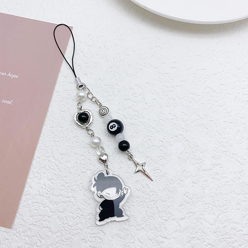 Творческий аниме Gojo Geto телефон шнурок Y2K черный бисер крест телефон цепочка мобильный телефон талисман для фанатов подарки