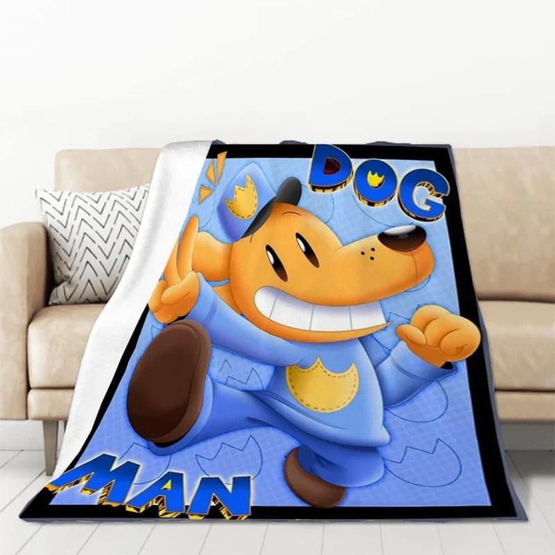 Cartoon Dogman Micro Fleece Throw Blanket AntiPilling Soft Portable Sofa Blanket for Couch Bed Car Home Use Sizes Available