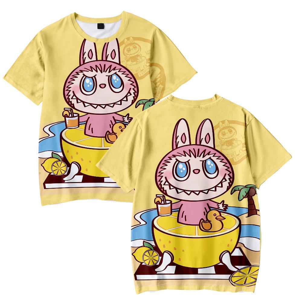 8 цветов Женская Мужская Повседневная Футболка LABUBU Принт Футболка Летняя Женская Мужская Одежда Модные Футболки