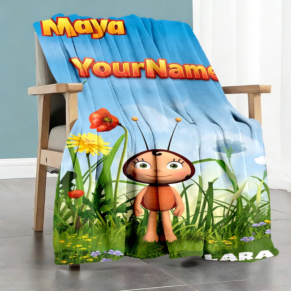Biene Maja Personalized Name Blanket Lightweight Personalized Blanket Ultra-Soft Suitable for Livingroom Seaside Office Chair Chair All-Season Use