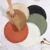 Braided Round Placemats Woven Tassel Table Mats for Kitchen Dining Heat Resistant Natural Fabric Place Mats Indoor Outdoor Use