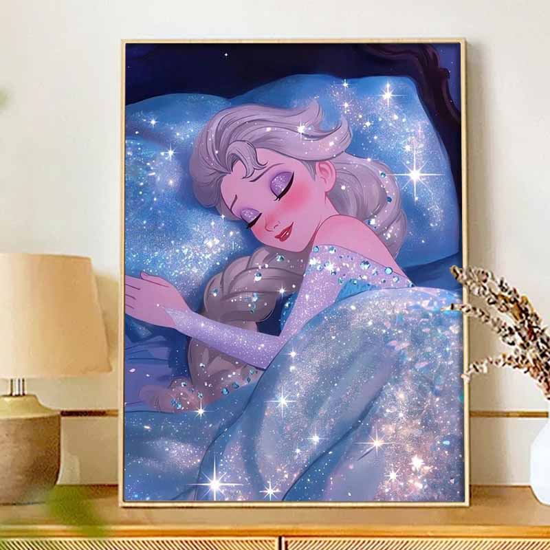 Disney diamond painting 5D round diamond full of diamonds Elsa sleeping diy handmade stickers, home decoration paintings