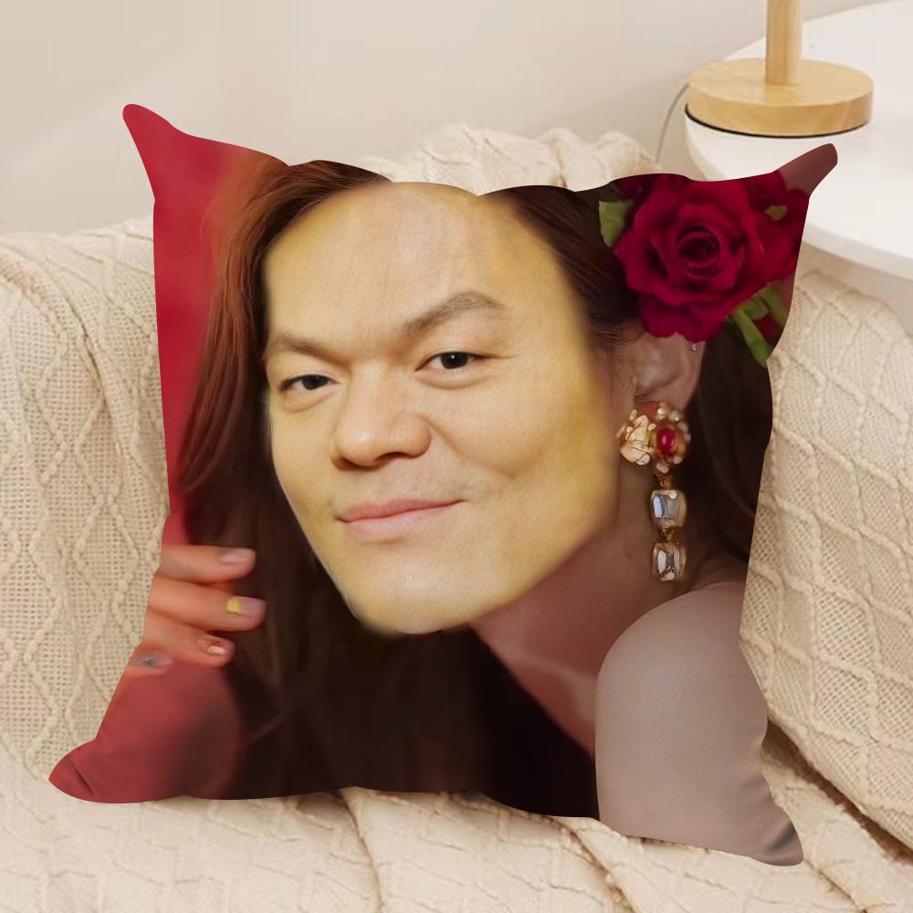 J-JYP Meme Cushion Cover Soft Plush Fabric Double-Sided Printed Sofa Cushion Cover for All Seasons Home Decor Gift