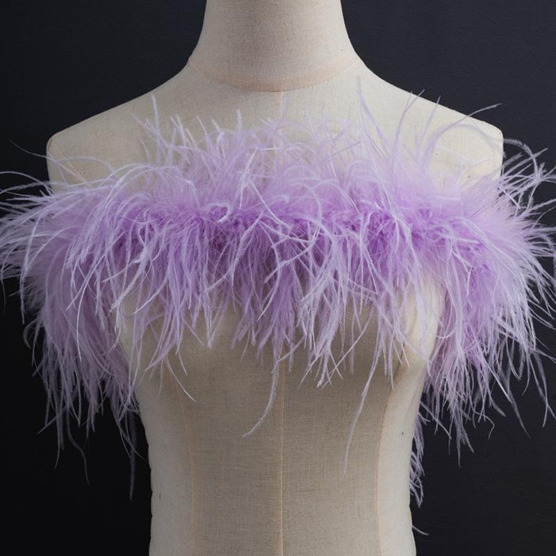 3 Layers Of Color Encryption Bold Ostrich Feather Strip Catwalk Latin Dance Dress Fashion Diy Handmade Clothing Accessories