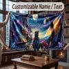 Space Cosmic Theme Throw Blanket Custom Name Text Personalized Blanket Soft Cozy Blanket for Home Sofa Bed