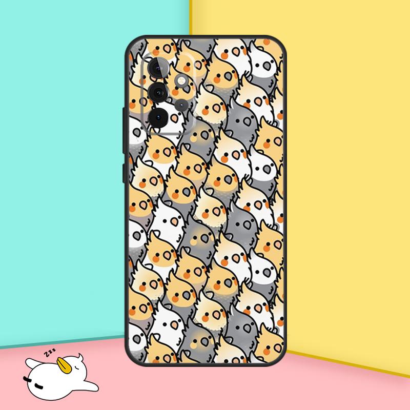 Cartoon Cockatiel Collage Cover For Samsung Galaxy A53 A33 A13 A12 A32 A52 A14 A34 A54 A15 A25 A35 A55 A71 A51 Case