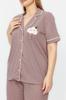 Women's Fashion New Plus Big Size Pajama Set Mink Polka Dot Patterned Shirt Collar Knitted Pajama Set