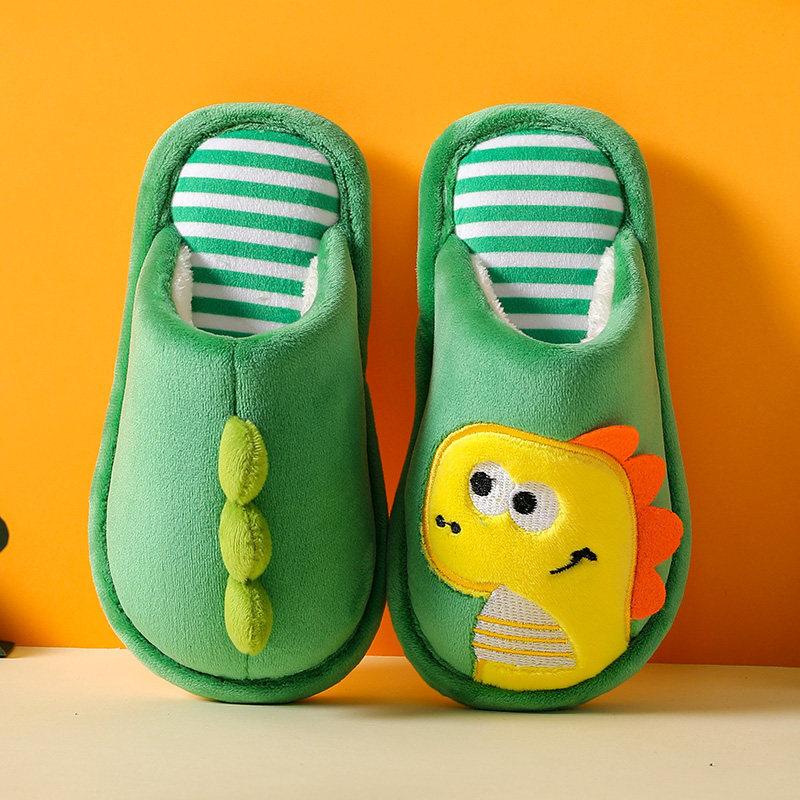 Children Cartoon Dinosaur Cotton Slipper Soft Autumn Winter Warm Princess Baby Boy Girl Indoor Home Bedroom Warm Cotton Shoes