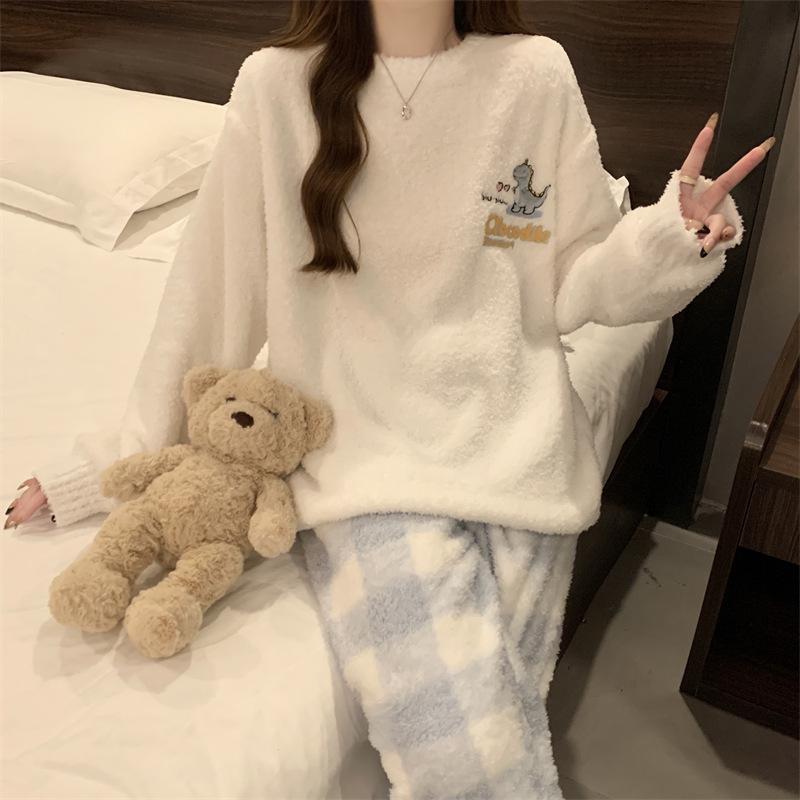 Женский уютный флисовый зимний пижамный комплект - Мягкий, Плотный и Теплый