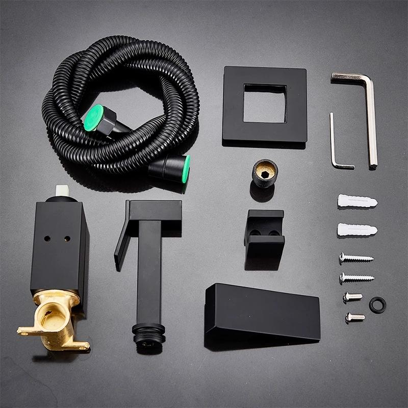 Матовый черный латунный смеситель для биде, цельный латунный смеситель для биде, мусульманский смеситель для горячей и холодной воды Ducha Higienica, смесители для туалета