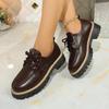 Fashion Plus Size 43 Women's Lace Up Loafers Spring and Autumn Fashion British Style Versatile Thick Sole Low Heels Small Leather Shoes