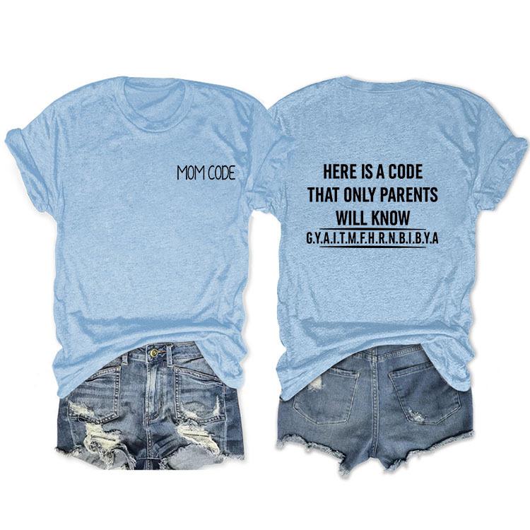 Fashion before and after here is a code letter print women's casual short sleeves